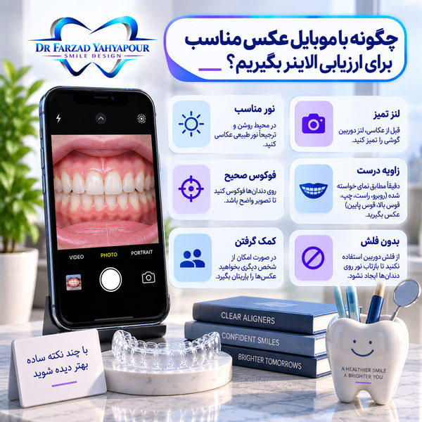برای ارسال عکس دندان برای بررسی الاینر نیازی به دوربین حرفه‌ای یا تجهیزات پیچیده ندارید