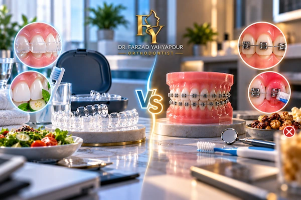 الاینر شفاف راحت‌تر است یا ارتودنسی ثابت؟ مقایسه درد و سلامت دهان
