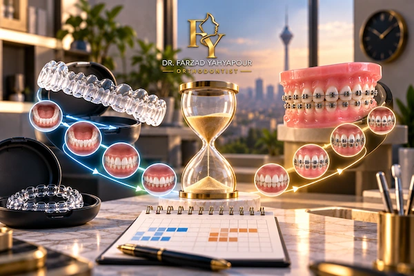 طول درمان با الاینر کوتاه‌تر است یا ارتودنسی ثابت؟